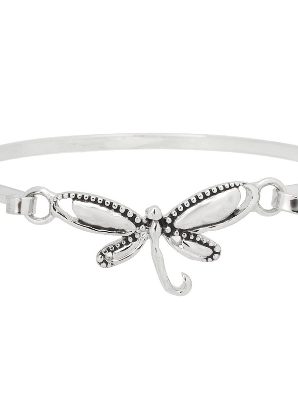 Dragonfly Bracelet Thin Bangle Hook Clasp Butterfly Fly Wing SILVER Metal